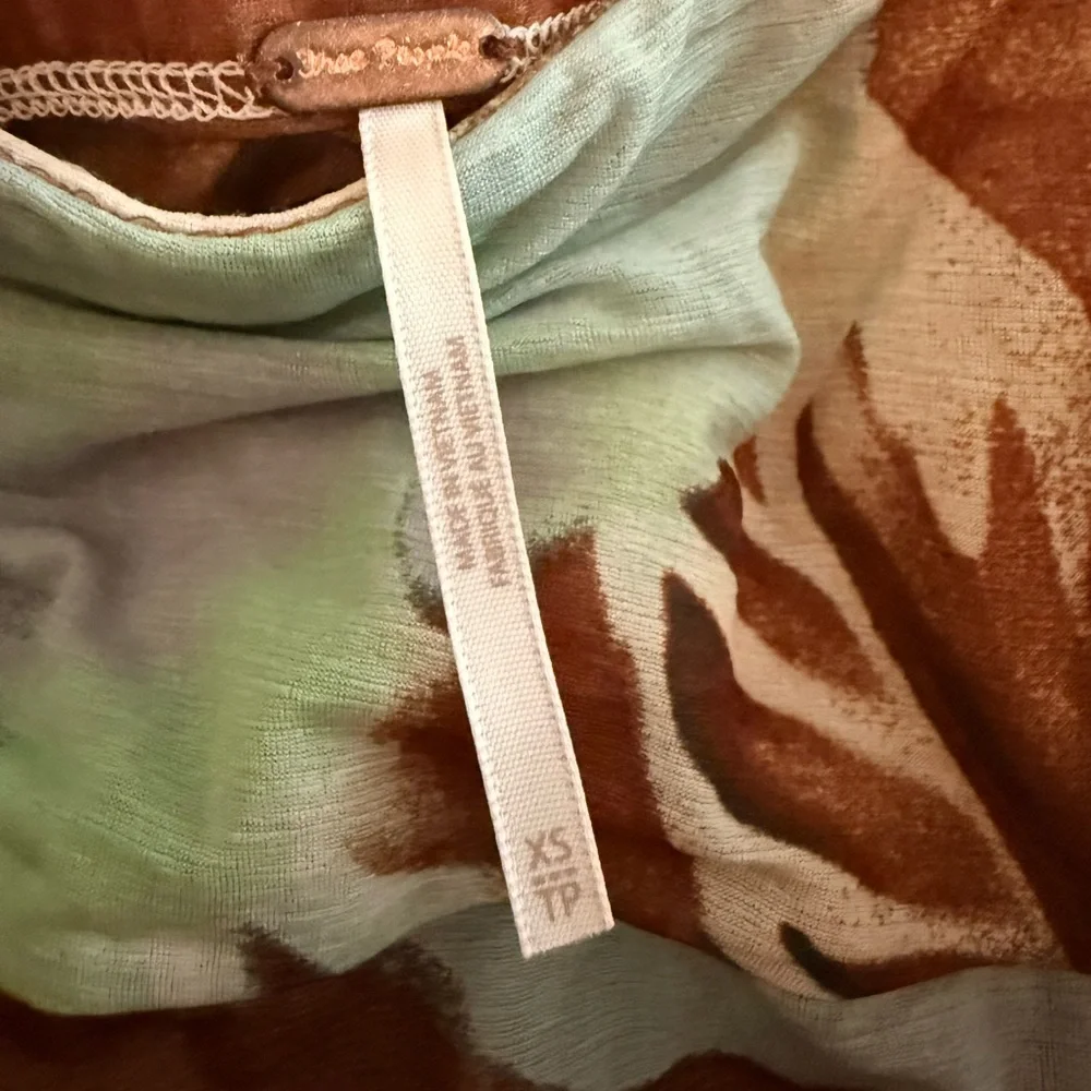 Free People Brown and Mint Floral Skirt and Top Matching Set